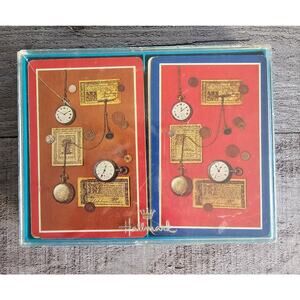 Vintage Western Publishing 2 Deck Playing CARDS Pockets Watch Red Blue Gift